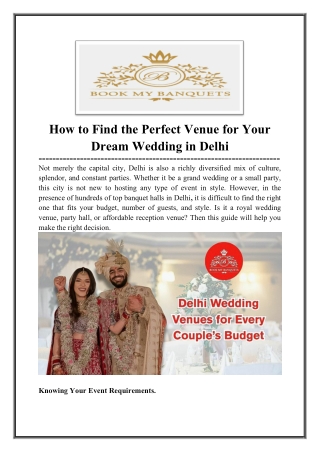 How to Find the Perfect Venue for Your Dream Wedding in Delhi
