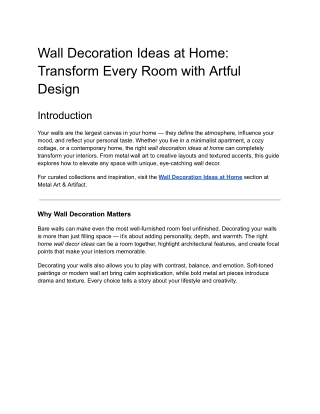 Wall Decoration Ideas at Home – Transform Your Space Today