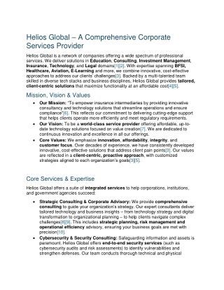 Helios Global –  Corporate Services Provider