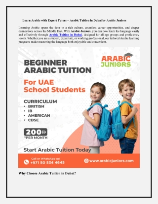 Arabic tuition in Dubai