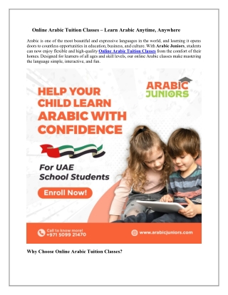 Online Arabic tuition classes