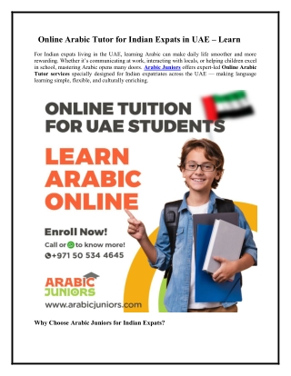 Online Arabic Tutor for Indian Expats in UAE