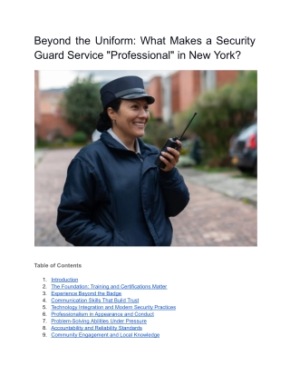 Beyond the Uniform: What Makes a Security Guard Service Professional