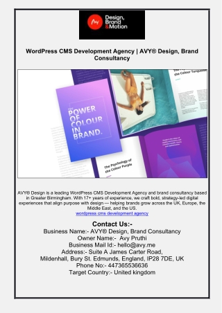 WordPress CMS Development Agency | AVY® Design, Brand Consultancy