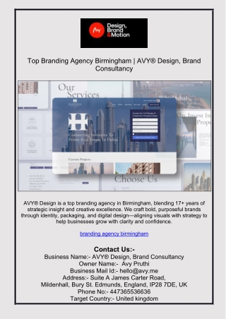 Top Branding Agency Birmingham | AVY® Design, Brand Consultancy
