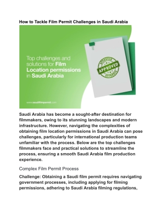 How to Tackle Film Permit Challenges in Saudi Arabia