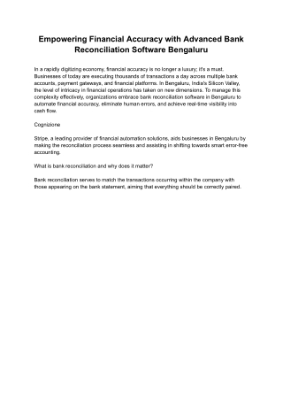 Empowering Financial Accuracy with Advanced Bank Reconciliation Software Bengaluru