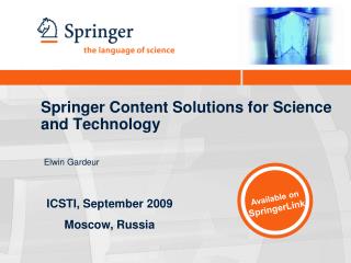 Springer Content Solutions for Science and Technology
