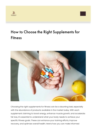 Supplements for Fitness