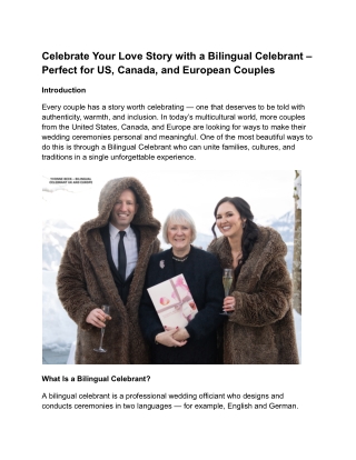Celebrate Your Love Story with a Bilingual Celebrant – Perfect for US, Canada, and European Couples
