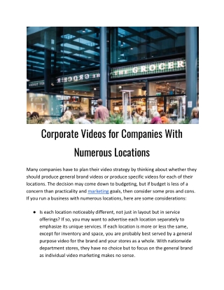 Corporate Videos for Companies With Numerous Locations