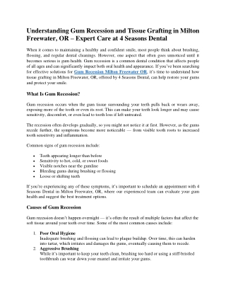 Understanding Gum Recession and Tissue Grafting in Milton Freewater, OR – Expert Care at 4 Seasons Dental