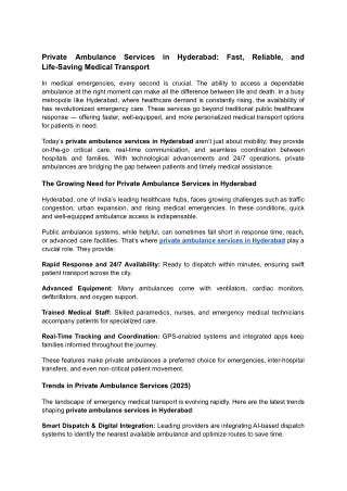 Private Ambulance Services in Hyderabad_ Fast, Reliable, and Life-Saving Medical Transport