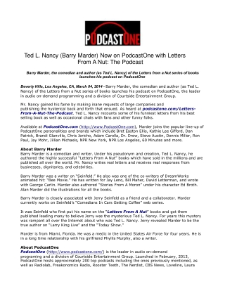 Ted L. Nancy (Barry Marder) Now on PodcastOne with Letters F