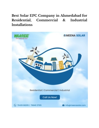 Best Solar EPC Company in Ahmedabad - Meena Solar