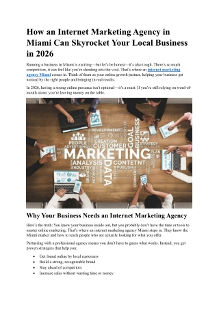 How an Internet Marketing Agency in Miami Can Skyrocket Your Local Business in 2026