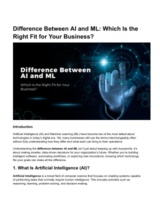 Difference Between AI and ML: Which Is the Right Fit for Your Business?