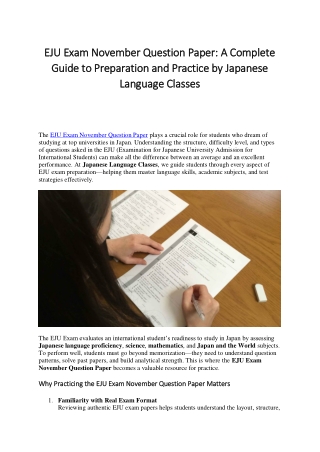 EJU Exam November Question Paper