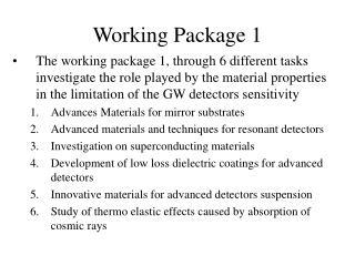 Working Package 1