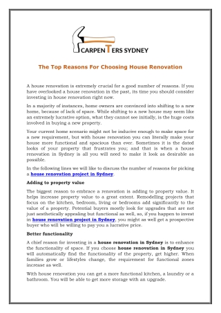 The Top Reasons For Choosing House Renovation