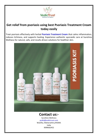 Get relief from psoriasis using best Psoriasis Treatment Cream today easily