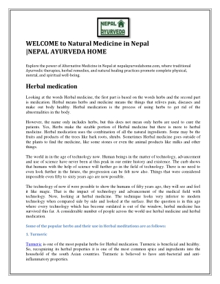 Natural Medicine in Nepal - Nepal Ayurveda Home