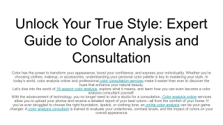 Unlock Your True Style_ Expert Guide to Color Analysis and Consultation