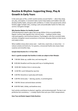 Routine & Rhythm Supporting Sleep, Play & Growth in Early Years