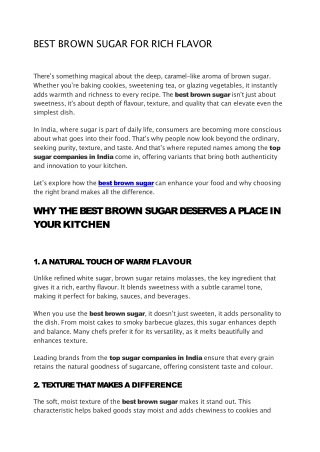 Best Brown Sugar for Rich Flavor