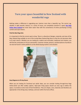 Turn your space beautiful in New Zealand with wonderful rugs