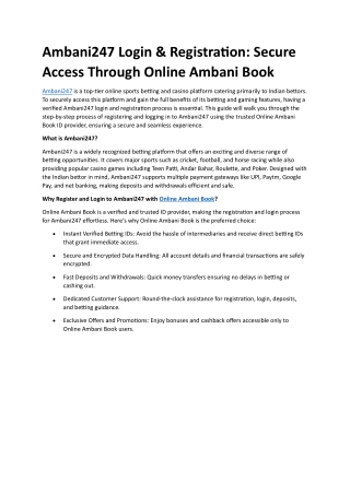 Ambani247 Login