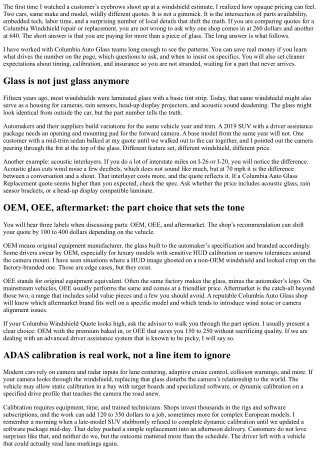 Why Your Columbia Windshield Quote Might Vary: Factors Explained