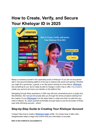 How to Create, Verify, and Secure Your Kheloyar ID in 2025