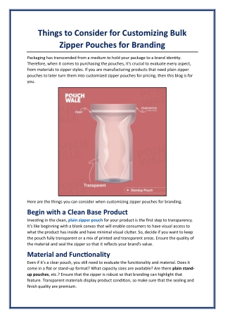 Things to Consider for Customizing Bulk Zipper Pouches for Branding