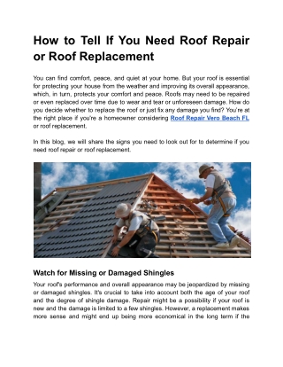 How to Tell If You Need Roof Repair or Roof Replacement