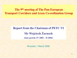 The 9 th meeting of The Pan-European Transport Corridors and Areas Co-ordination Group