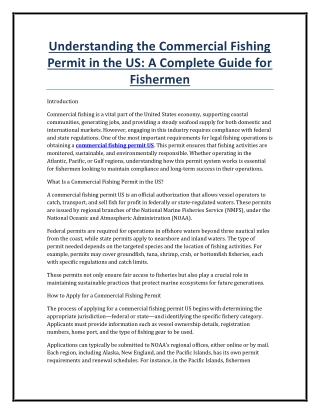 Understanding the Commercial Fishing Permit in the US - A Complete Guide for Fishermen
