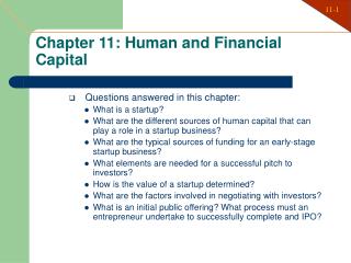 Chapter 11: Human and Financial Capital