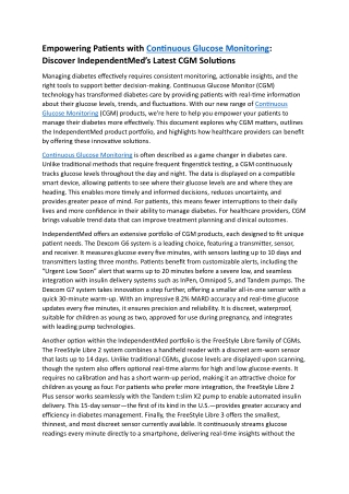 Continuous Glucose Monitoring