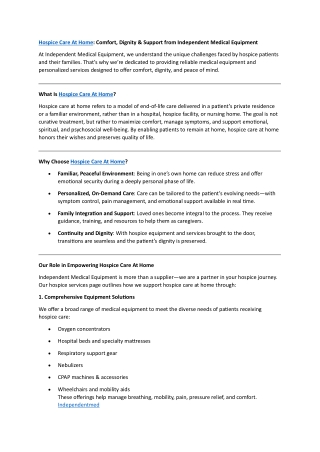 Hospice Care At Home