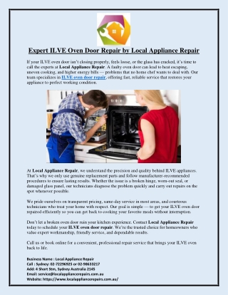 Expert ILVE Oven Door Repair by Local Appliance Repair