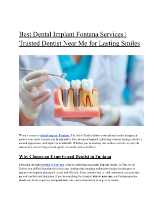 Best Dental Implant Fontana Services