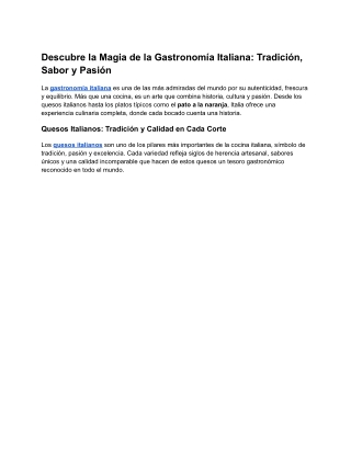 Descubre la Magia de la Gastronomía Italiana_ Tradición, Sabor y Pasión