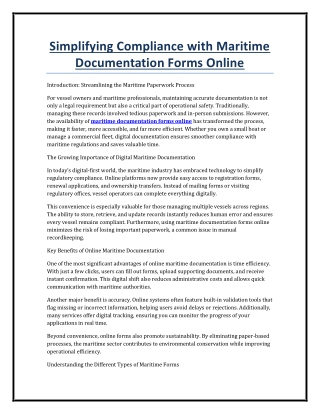 Simplifying Compliance with Maritime Documentation Forms Online