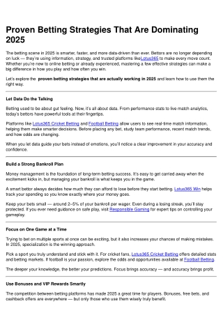 Winning Betting Techniques 2025 | How to Bet Smart with Lotus365