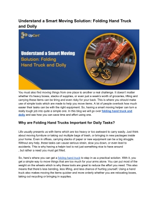 Smart Folding Hand Trucks & Dollies for Easy Moving Tasks