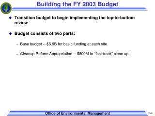 Building the FY 2003 Budget