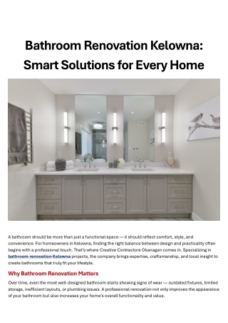 Bathroom Renovation Kelowna: Smart Solutions for Every Home