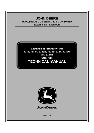 John Deere 3215A Lightweight Fairway Mower Service Repair Manual Instant Download (tm1534)
