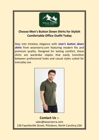 Choose Men’s Button Down Shirts for Stylish Comfortable Office Outfit Today